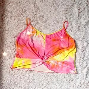 Rebdolls Tie Dye Hippie Fairy Core‎ Whimsical Punk Summer Twist Ruffle Crop Top
